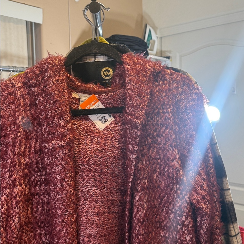 Cozy Burgundy Open-Front Women’s Sweater Cardigan